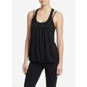 Express Black Layered Tank Top Small NWOT Bubble Hem Racerback Minimalist Cotton